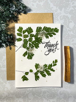 Hand-made Pressed Flower Card "Thank you!"