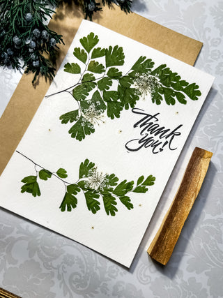 Hand-made Pressed Flower Card "Thank you!"