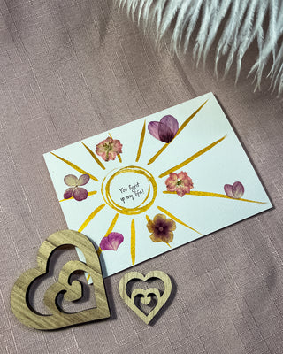 Hand-made Pressed Flower & Watercolour Card "You light up my life"