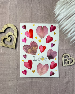 Hand-made Pressed Flower & Watercolour Card "Love you"