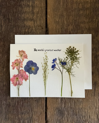 Hand-made Pressed Flower Card "The World's Greatest Mom"