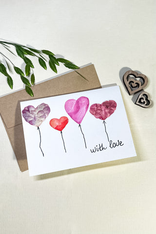 Hand-made Pressed Flower "Blooms and Balloons" Card
